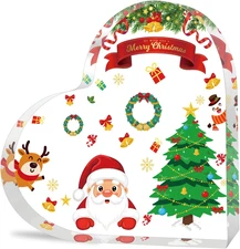 Christmas Gift for Mom Friends Women Girls, Acrylic Christmas Acrylic Heart Shap