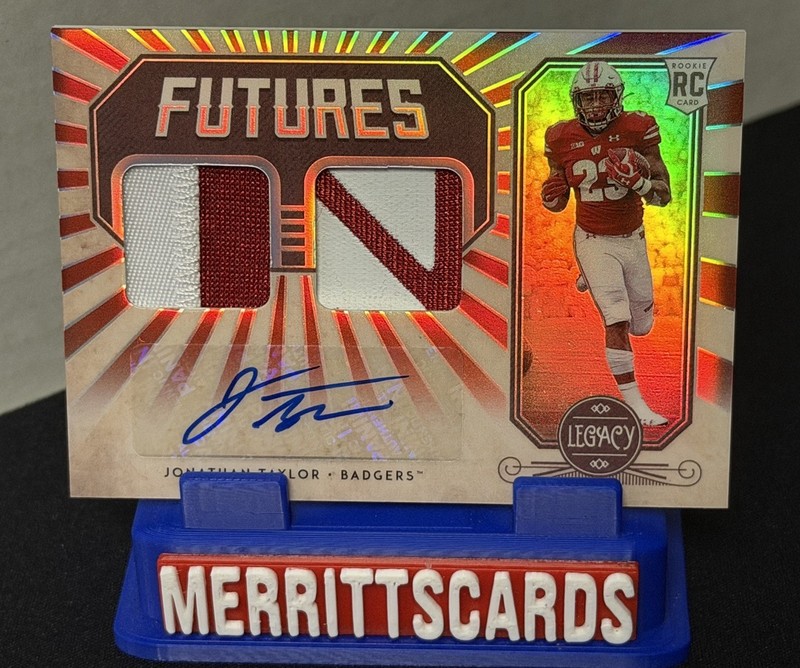 Jonathan Taylor 2020 Panini Legacy #FD-JT - Ruby Future Dual Patch Auto /50 (RC)