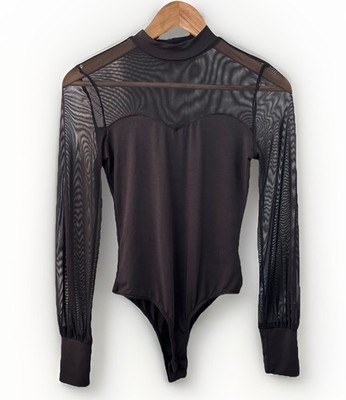 YMI Collections Black Longsleeve Sheere Bodysuit Size M