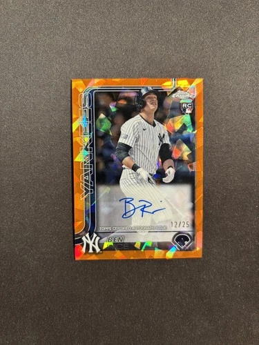 2025 Topps Chrome Sapphire Ben Rice Rc Rookie Auto Orange 12/25 BJLB
