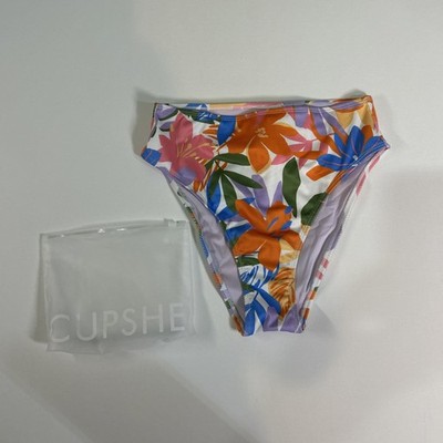 Cupshe Medium Bikini Bottoms white floral swim Pretty   