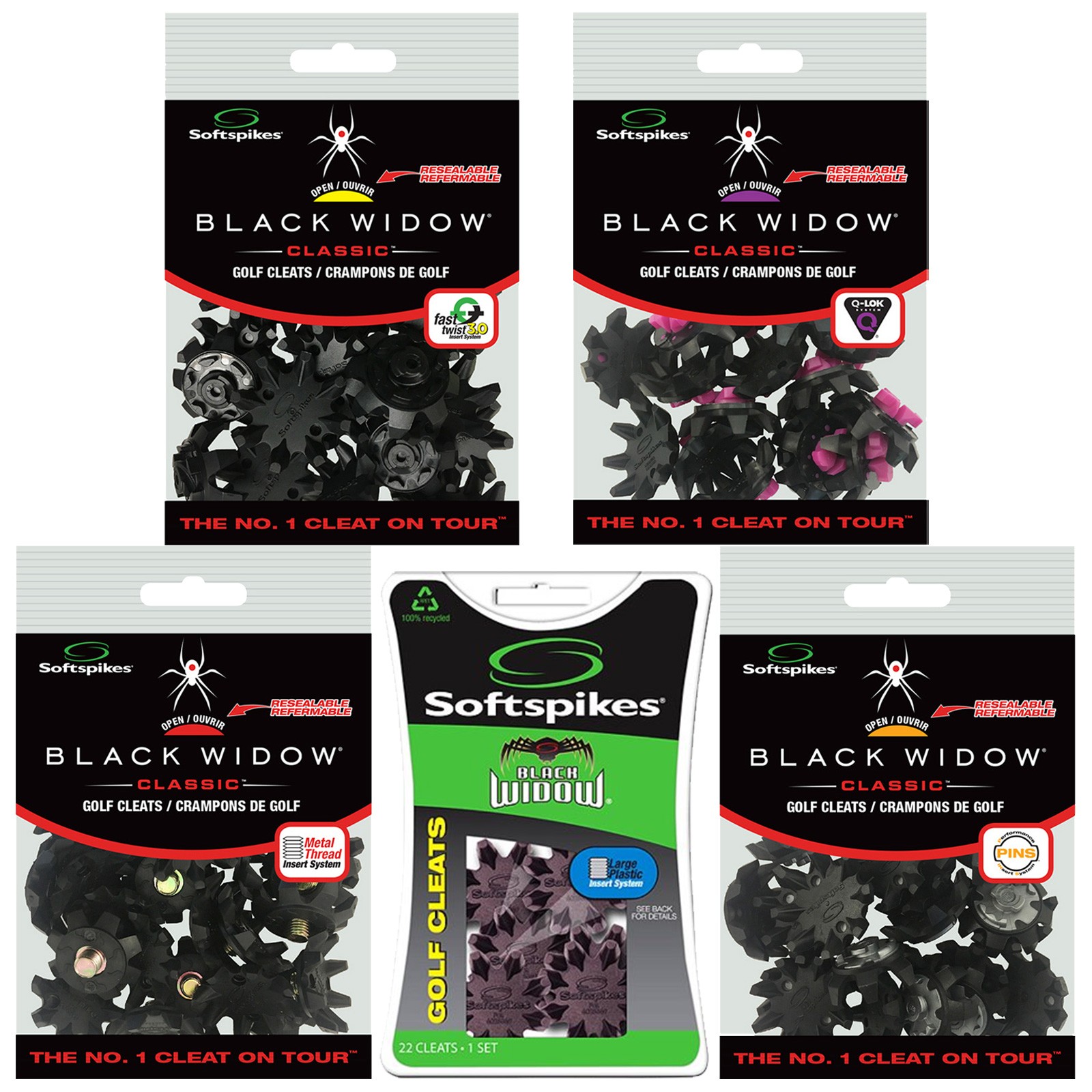 SoftSpikes Footjoy Golf Shoe Spikes Cleats Black Widow Fast Twist 3.0 Pins Q-LOK