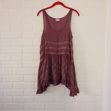 Free People Voile Lace Trapeze Slip Dress Blush Women Size XS Boho Coquette