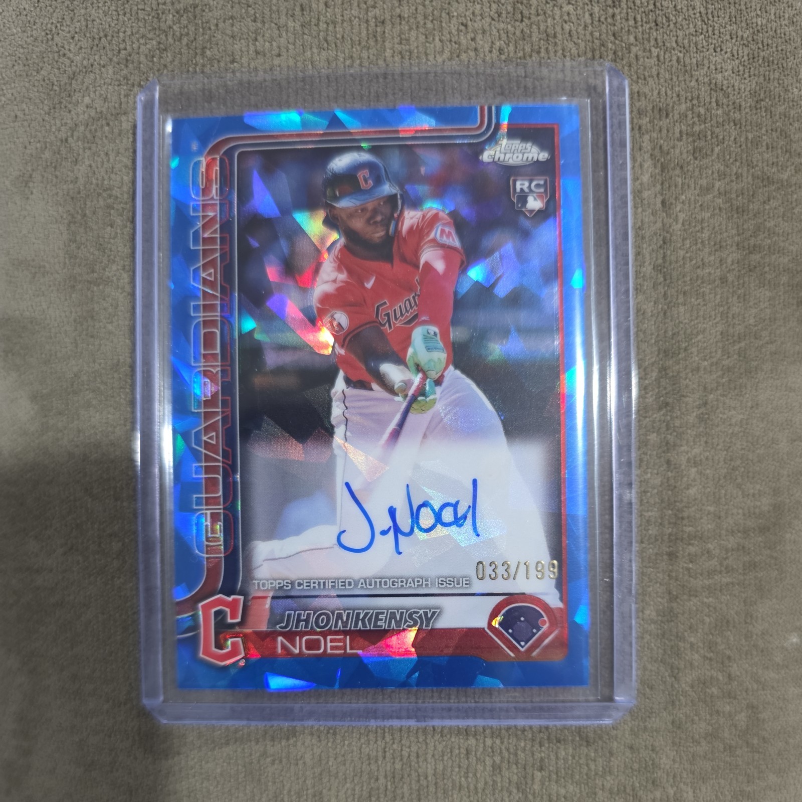 2025 Topps Chrome Sapphire Jhonkensy Noel Rookie Auto RC #33/199 Guardians