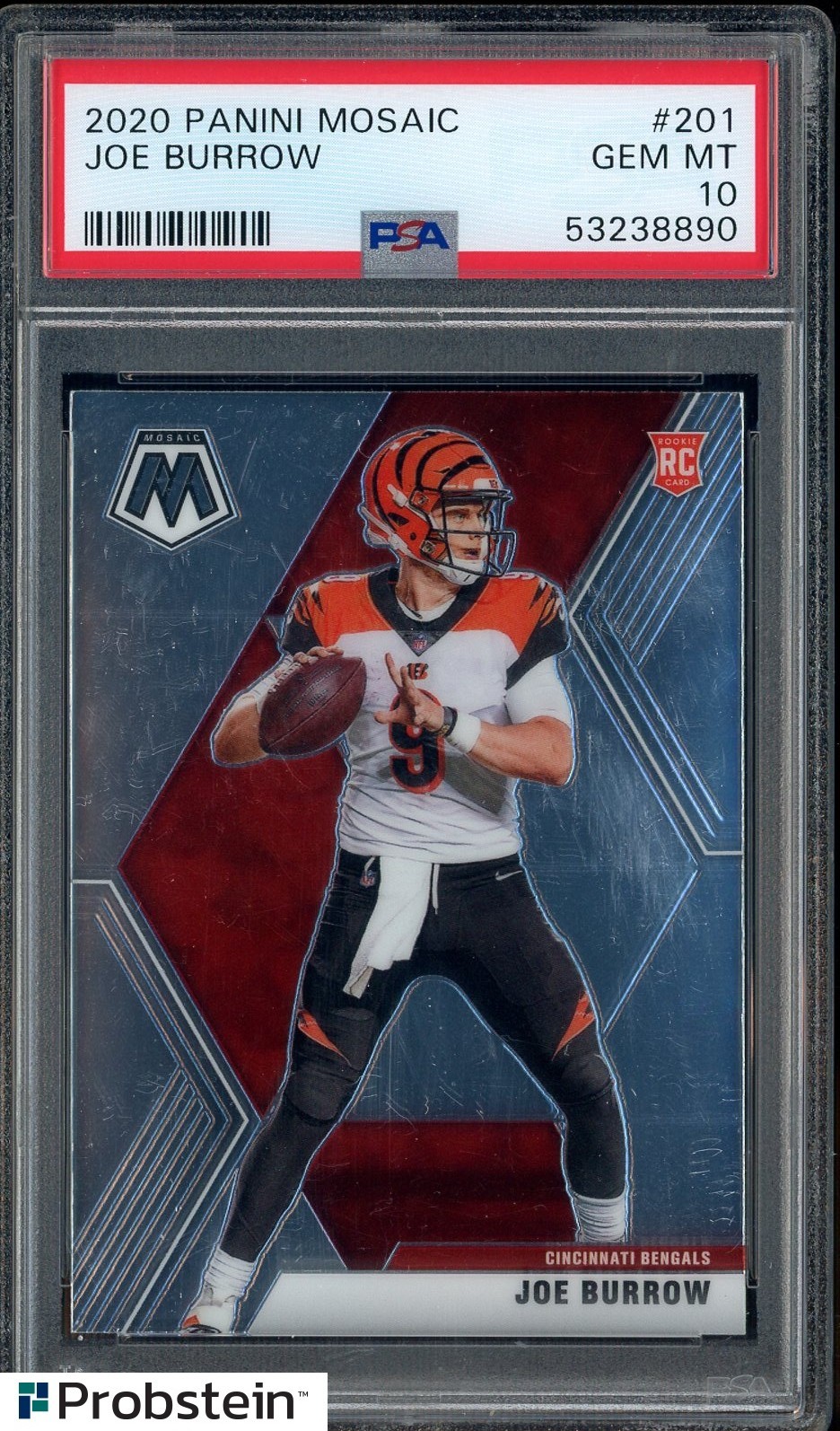 2020 Mosaic #201 Joe Burrow Bengals RC Rookie PSA 10 GEM MINT