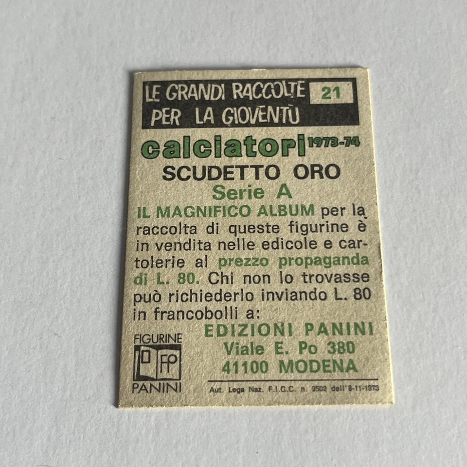 Calciatori Panini 1973-74 SCUDETTO LAZIO  #21 Con Velina - Immagine 2 di 2