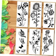 6pcs Garden Fence Large Flower Stencils, Flower Painting Wood Template Floral