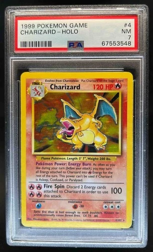 1999 Pokemon Unlimited Charizard Rare Holo #4/102 PSA 7