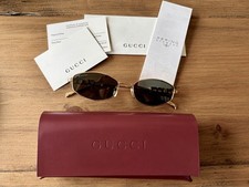 Image of Gucci GG1802S 001 Sunglasses Gold Frame Grey Lenses 55mm New Authentic