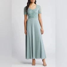 NWT Pisarro Nights Beaded Bodice A Line Gown Sage Green Plus Size 18