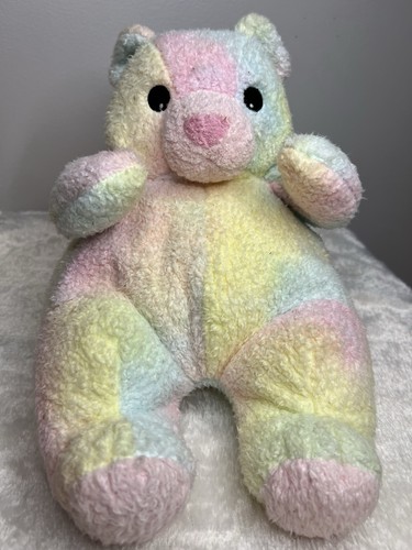 Ty Pillow Pals Bearbaby Plush 12" Tie Dye Pastel with Rattle 1999 Vintage