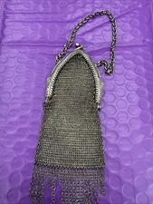 ❤️ Antique Sterling Silver Mesh Bullet Shape Bag (2098)