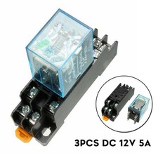 Electromagnetic Relay Set Three DC 12V DPDT Relays And Sockets For Use
