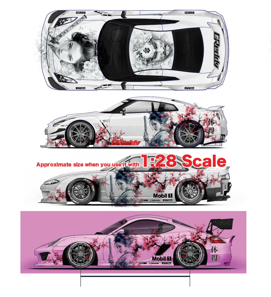 1 Set - Geisha Racing Water Slide Decal 1:24:28:32 RC Model Dicast #A021 - 022 - Image 4 of 4