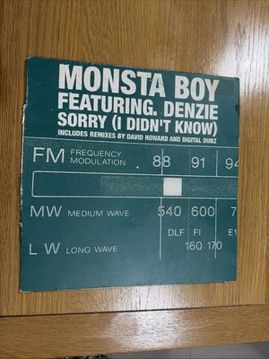 MONSTA BOY Feat. DENZIE - Sorry (I Didn't Know) 1st UK Press 2000 SINGLE 12 INCH