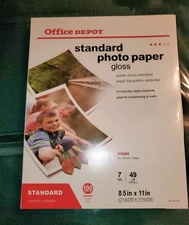 Office Depot Standard Gloss Inkjet Photo Paper 100 8.5"x11" Sheets- New Sealed.