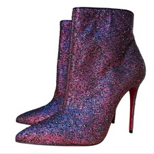 Christian Louboutin So Kate Booty 100 Starlight Lurex Booties Multi Purple 37