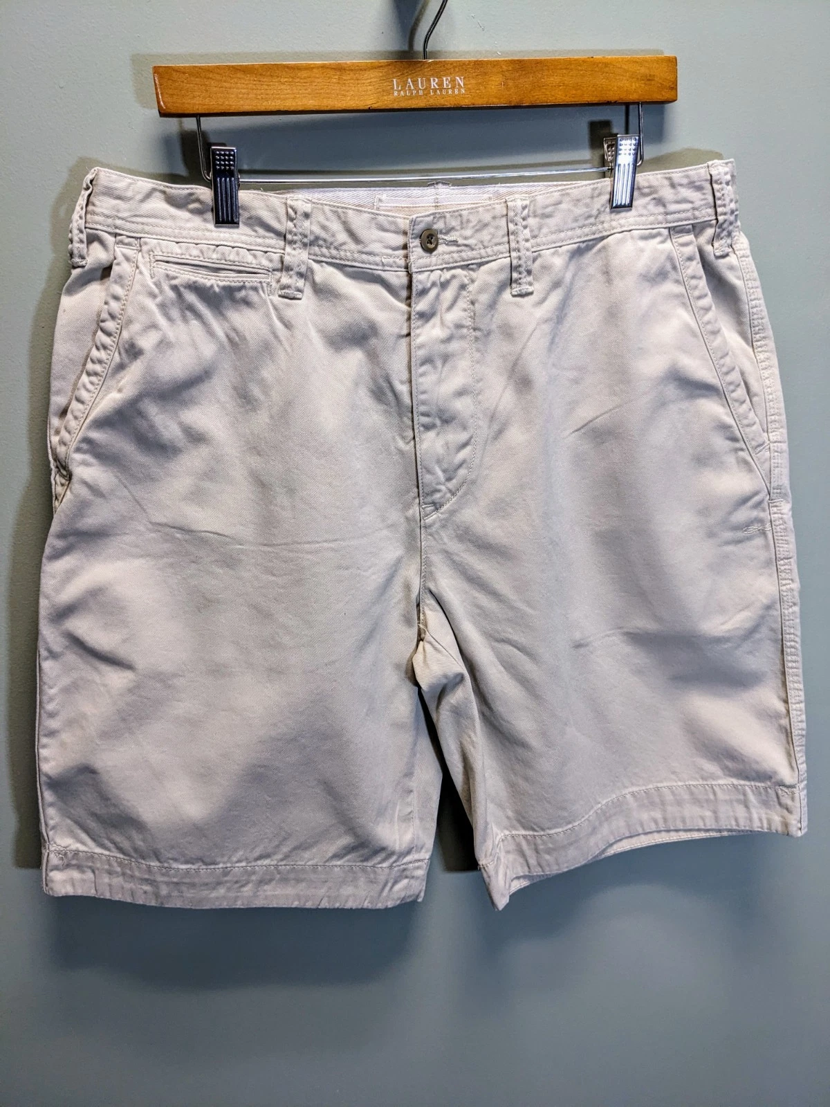 Polo Ralph Lauren Khaki Chino Shorts Size 36 Beige Tan Preppy Classic EUC