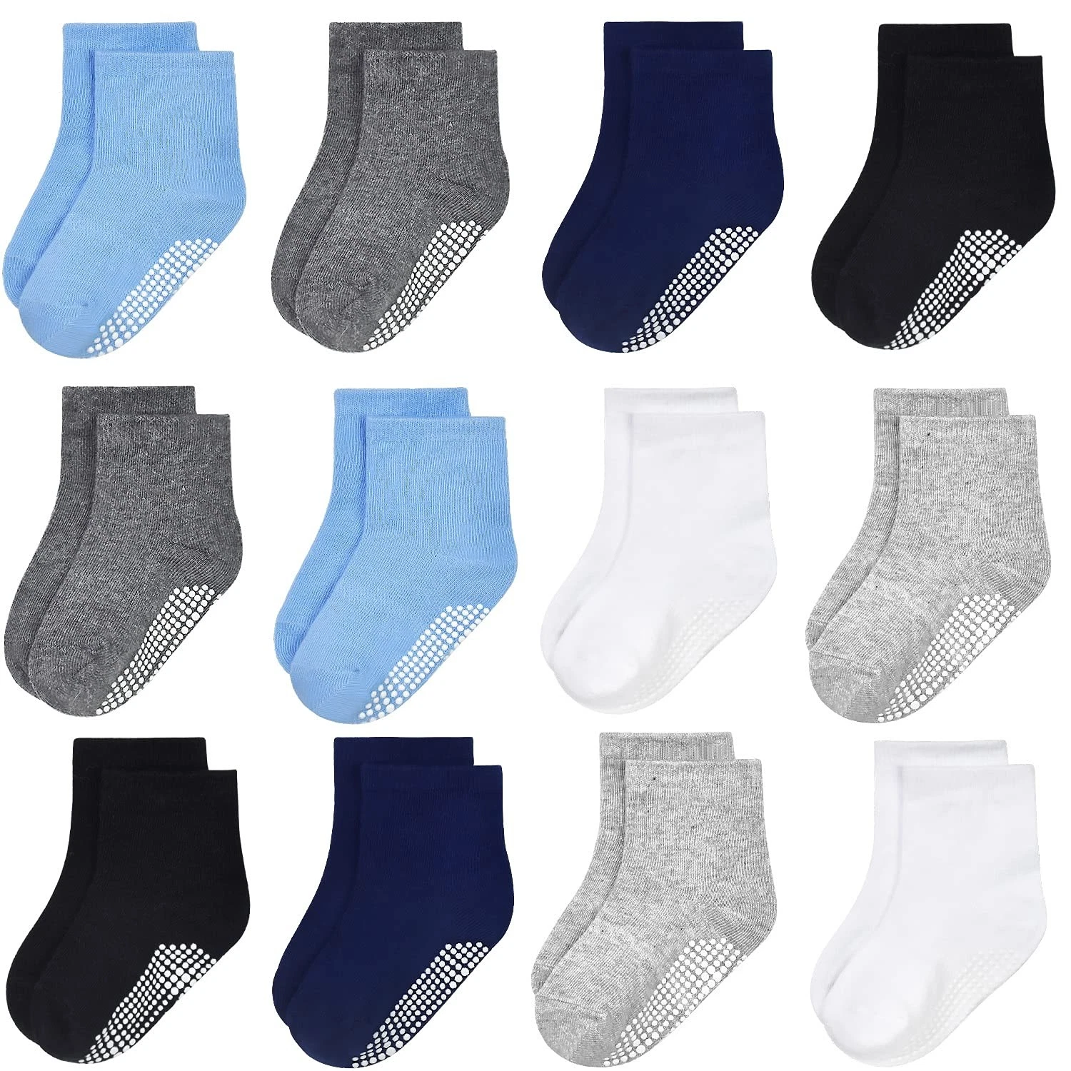 Baby Socks Non Slip 12 Pairs Toddler Anti Skid Socks for 0-7 Years Infants Li...