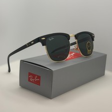 Ray-Ban RB3016 Clubmaster Sunglasses Black Gold Black Lens 51-21-145