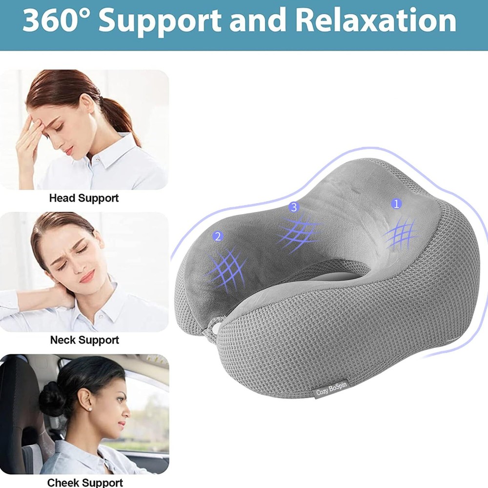 Memory Foam Travel Neck Pillow for Comfortable Support On the Go