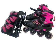 HIBOY Pink Inline Skates  2PM Protective Gear  Sz L 5-8 skates  Sz M Gear