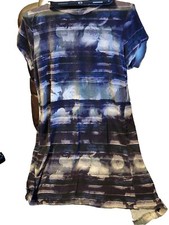 Simply Vera Vera Wang Large Cotton Black Watercolor Sheath Dress w/Back Pleat