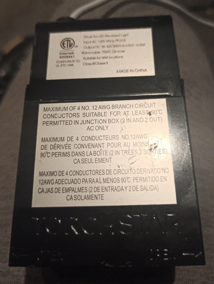 Controlador Torchstar para atenuador Triac regulable con luz empotrada LED 12V 60Hz PF 09 105w Foto 4 de 4