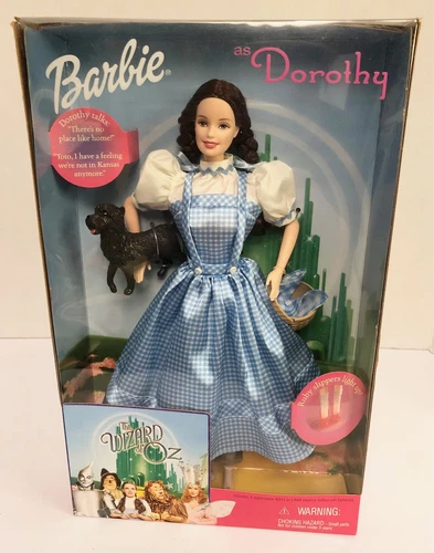 1999 Barbie Wizard Of Oz DOROTHY & TOTO Talking Doll Light Up Slippers NEW! Vtg