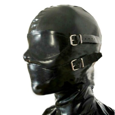 Full Cover Latex Hood Removable Eyes and Mouth Rubber Masks Clubwear Fetish