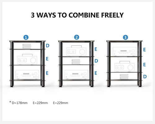 HiFi Racks 4 Tiers Glass TV Stand HIFI Rack Stand Cabinet with Cable Management - Picture 4 of 12