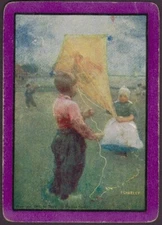 Playing Cards Single Card Old Antique Wide KITE TIME Dutch Boy Girl CONGRESS 606