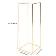 Gold Flower Floor Stand 31x31x100cm Metal Column Flower Arrangement Stand NEW