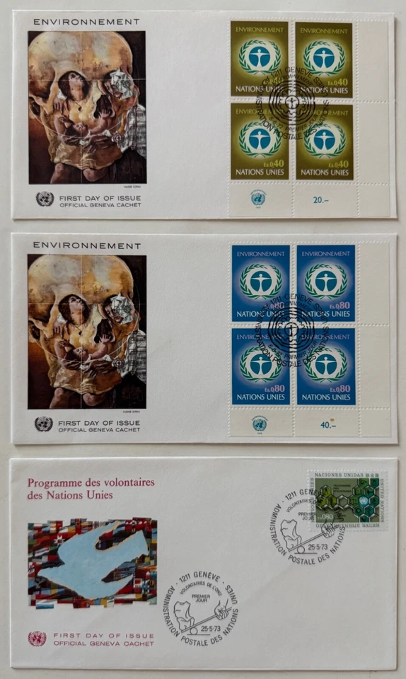 1972-73 First Day of Issue Official Geneva Cachet United Nations Stamp Lot of 6 - Image 2 of 4