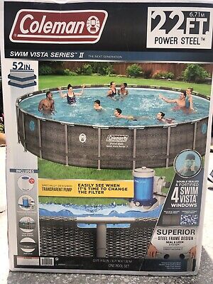 pool Above ground Coleman 22ft x 52" Power Steel Swim Vista II FREE