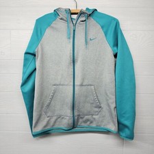 Nike Therma Fit Gray Blue Full Zip Hoodie Womens Size Small