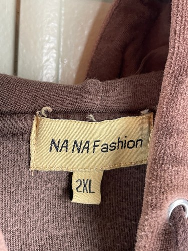 Nana Fashion Retro Velour Hoodie Women's 2XL Brown Velour Raglan Sleeve Full Zip - Picture 2 of 21