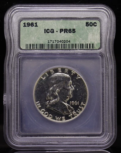 1961 Franklin Silver Half Dollar ICG PR65