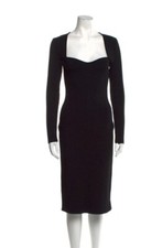 GUCCI Black Dress Square Neck Stretch Bodycon Size L Large Long Sleeve Midi 1.7K