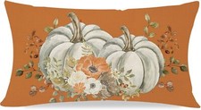 White Pumpkin Fall Throw Pillow Cover Inch Floral Autumn Outdoor 12x20 Orange