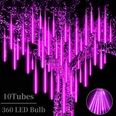 Purple Meteor Shower Lights 10 Tube 360 LED Falling Rain 12''
