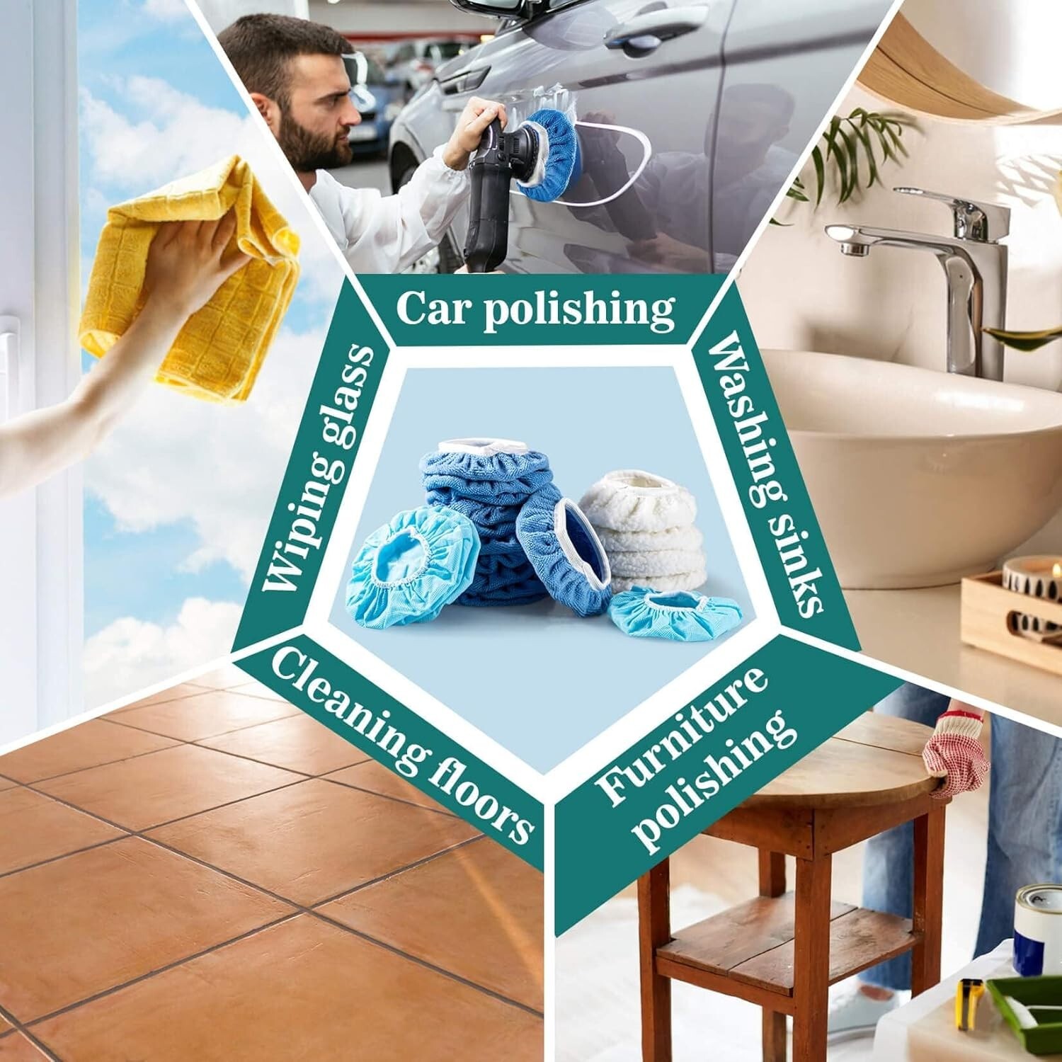 12PCS Car Buffing Pads - Car Polishing Bonnet Pad Buffing Pads 5 to 6 Inches ...