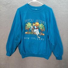 Vintage Hanes Sweater Adult Extra Large Blue Sweatshirt New Orleans 1980s 1990s