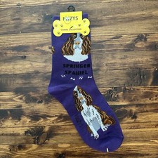 Foozys Springer Spaniel Print Purple Socks Women's One Size