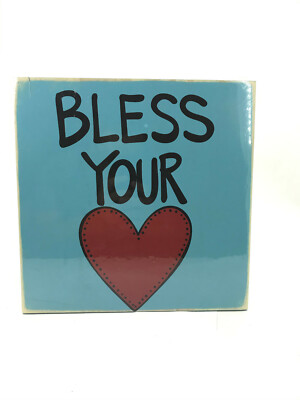Bless Your Heart Hanging 12  x 12  Turquoise Sign Simply Southern Glory Haus NEW
