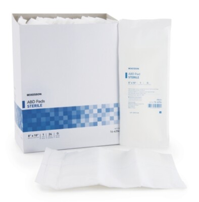 McKesson Abdominal Pad NonWoven/Cellulose 8 X 10 Inch Sterile -240/Pack