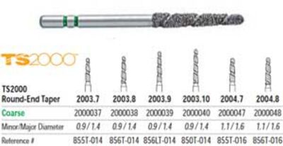 TS2000 Speed Cut Diamond FG #2003.10 Round End Taper Coarse, 5 Pack