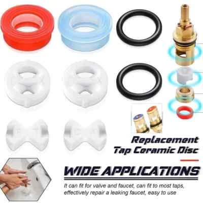 MAXPERKX Set Ricambio Disco Ceramico e Inserto Rondella Silicone Giro 1/2" per Valvola Rubinetto