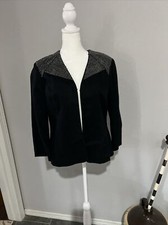 Chicos Black Embellished Jacket Size 1 M