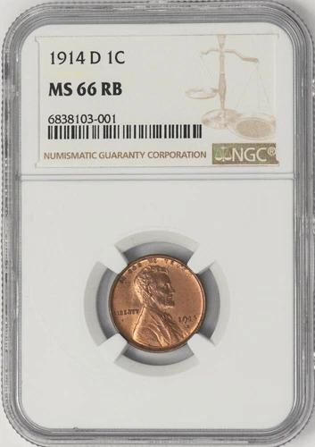 1914-D Lincoln Cent 1c MS66 RB NGC 948711-4